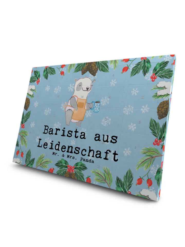 Adventskalender Barista Leidenschaft mit Spruch in Eisblau