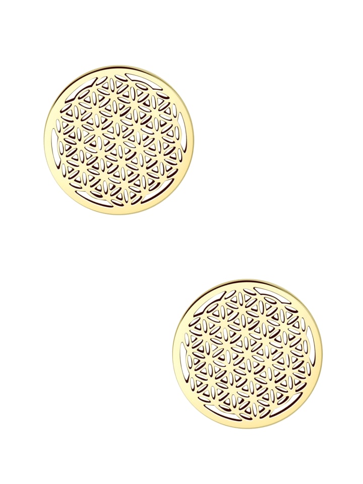 Vergold. Ohrstecker Lebensblume Edelstahl in Gold - (D) 1,1 cm