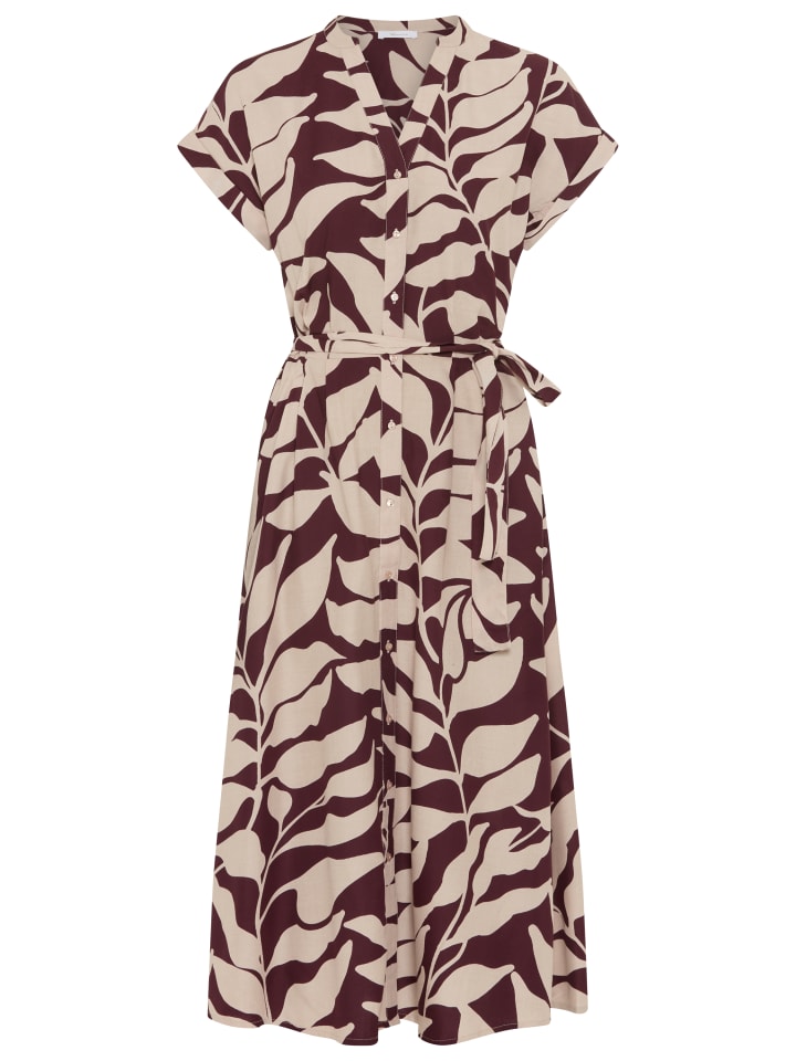 Hemdblusenkleid in sand gemustert