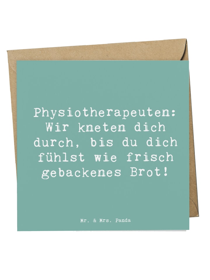 Grußkarte Spruch Physiotherapeut Kneten mit Spruch in Meeresbrise
