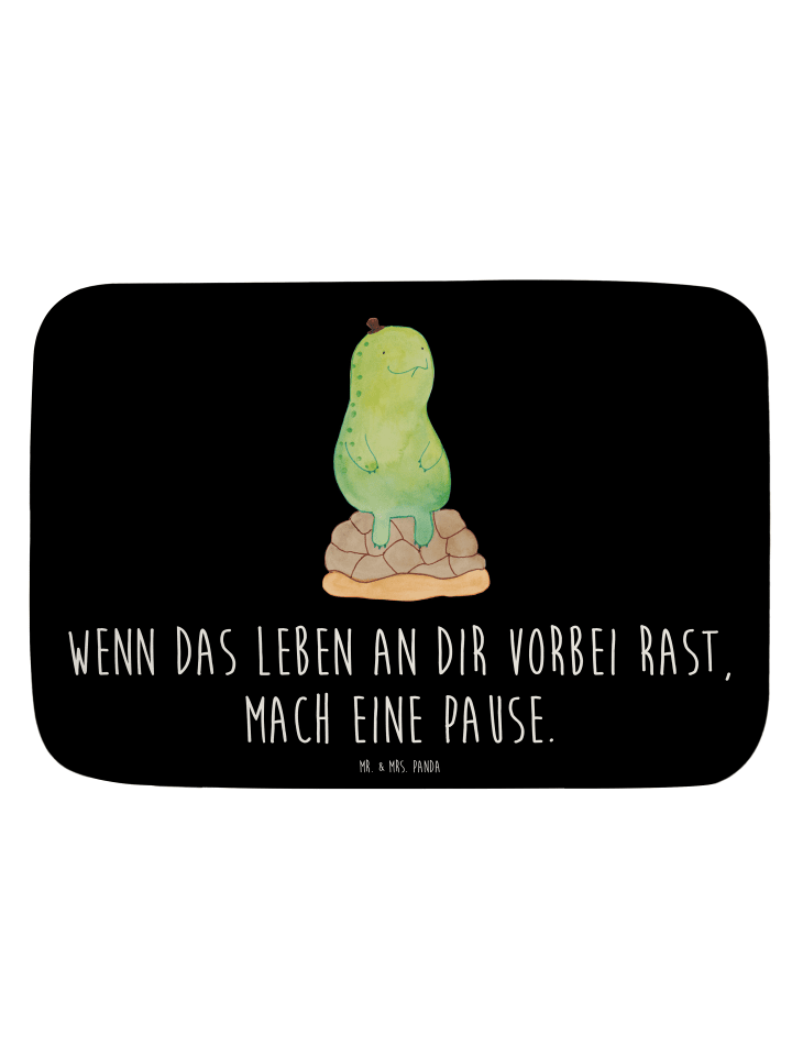 Badezimmerteppich Schildkröte Pause mit Spruch in Schwarz