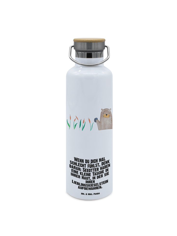 Thermosflasche Otter Stein mit Spruch in Weiß