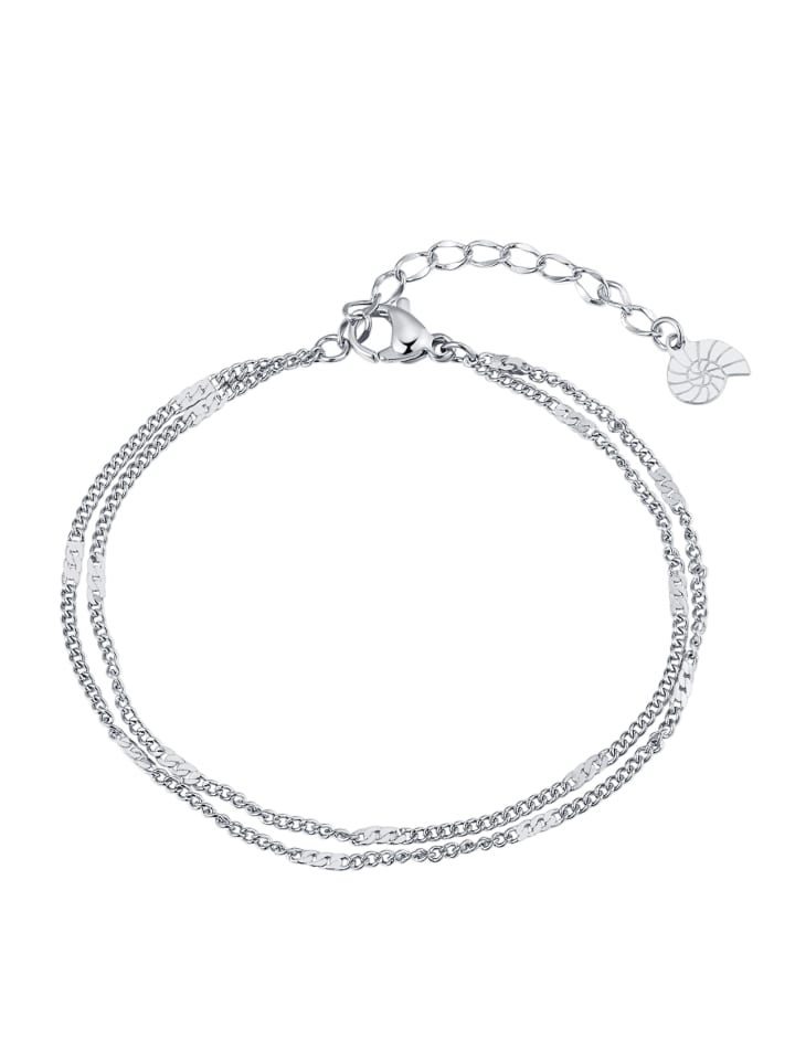 Armkette Zweireihig Edelstahl in Silber - (L) 15,5-19,5 cm