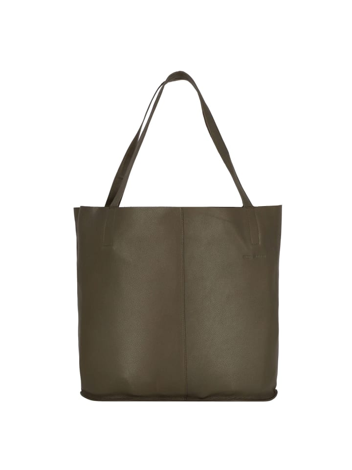 Nappa Shopper Tasche Leder 43 cm olive