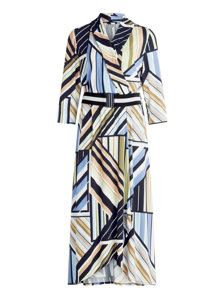 Midikleid mit Volant in Blau/Grün
