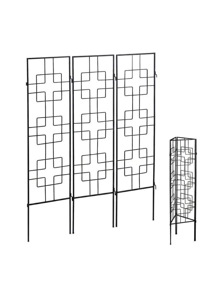 3er Set Rankgitter in Schwarz - (H)122 cm