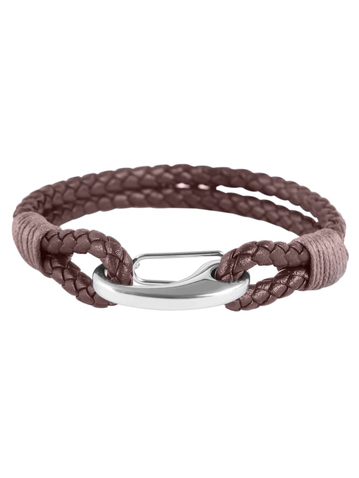 Unisex Armband – Textilarmband aus Leder 22 cm in braun