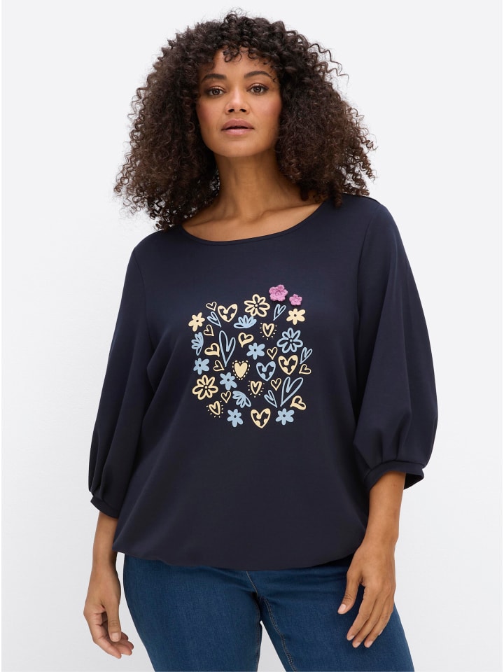 Sweatshirt in tiefblau-eisblau-bedruckt
