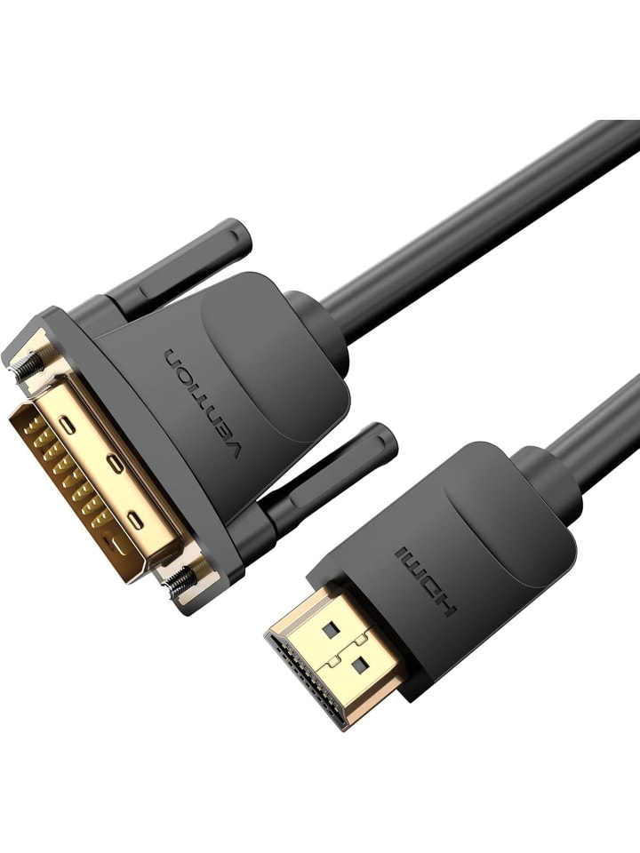HDMI auf DVI Kabel bidirektional DVI D 24+1 in Schwarz
