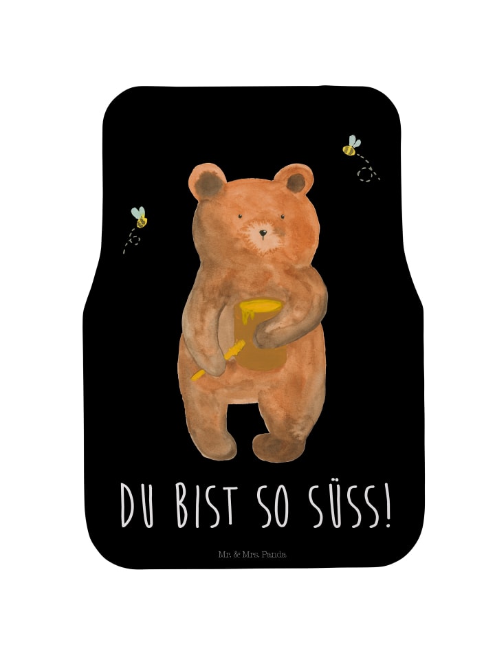 Autofußmatte Bär Honig mit Spruch in Schwarz