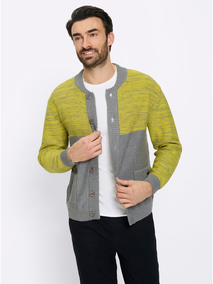 Strickjacke in grau-limone-meliert