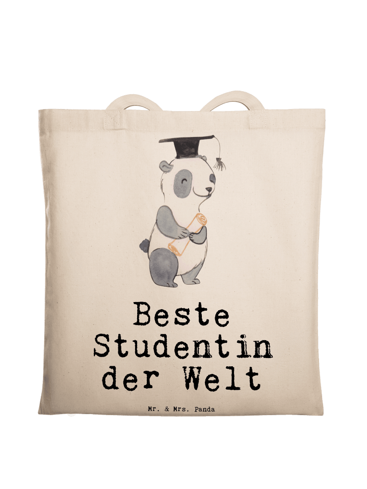 Tragetasche Pinguin Beste Studentin der Welt mi... in Creme
