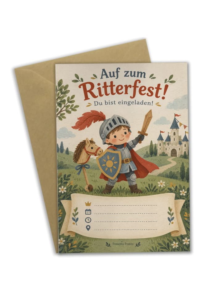 Geburtstagskarte Ritter verspielt Design mit Sp... in Weiß