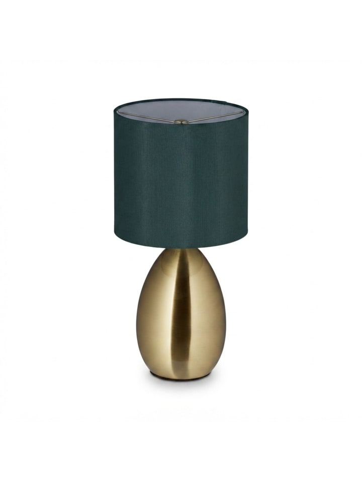 Tischlampe in Messing/ Grün- (H)33,5 x Ø 18 cm