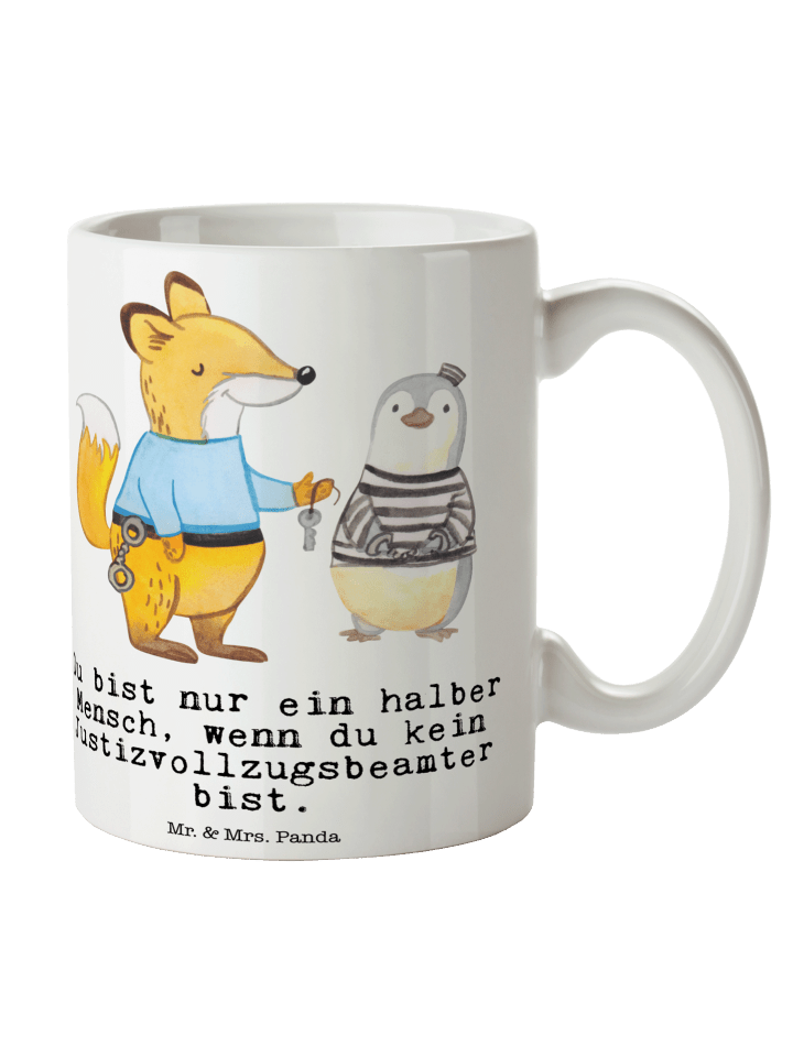 Tasse Justizvollzugsbeamter Herz mit Spruch in Weiß