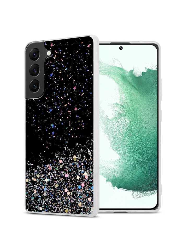 Hülle für Samsung Galaxy S22 PLUS Glitter in Schwarz mit Glitter