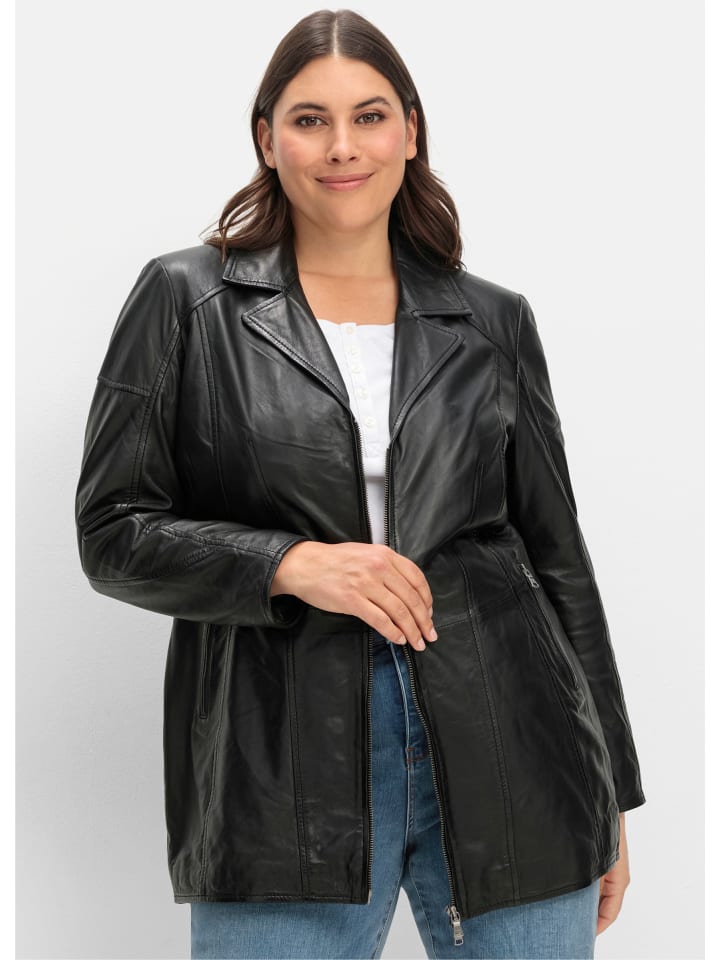 Leder-Jacke in schwarz