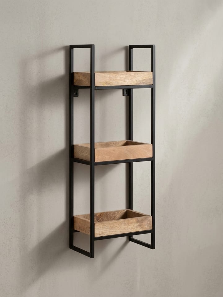 Wandregal 27x77x18 cm Massivholz / Metall Hängeregal
