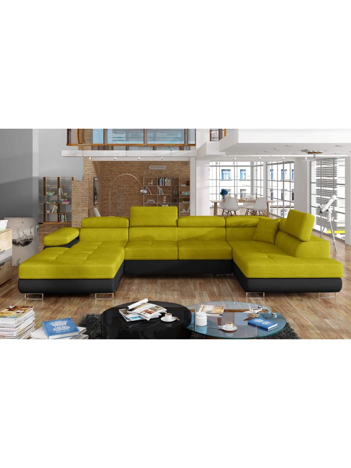 Rodri Recamiere Rechts in Senf - (L) 202 x (B) 345 x (H) 90 cm