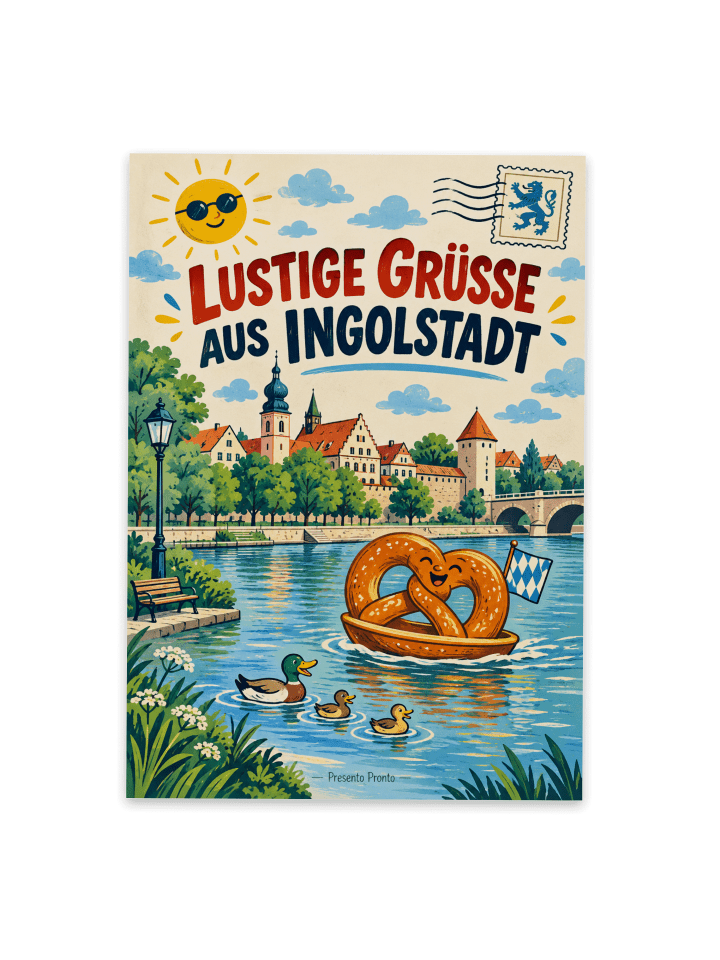 Postkarte Fluss fröhlich Design mit Spruch in Weiß