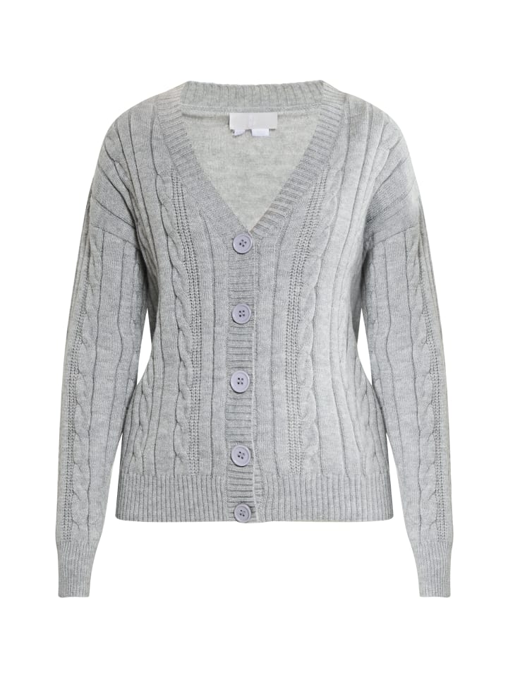 Damen Strickjacke Mit Knöpfen in grau melange