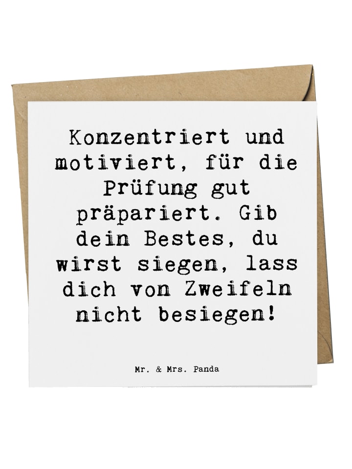 Grußkarte Spruch Prüfungen bestehen mit Spruch in Weiß