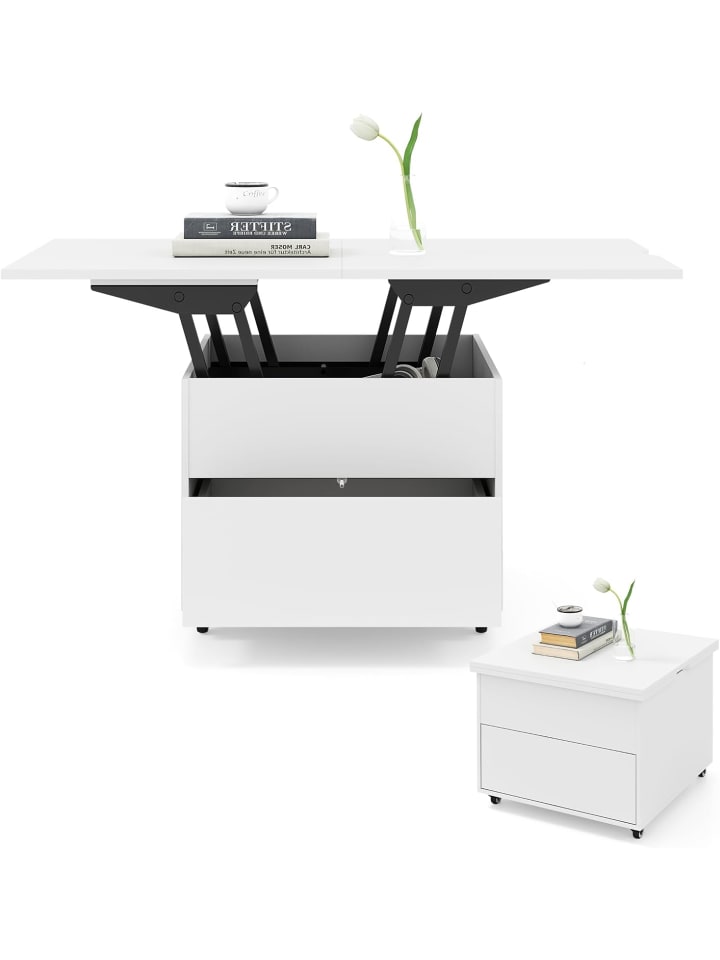 Couchtisch Höhenverstellbar 120 x 60 x 66 cm in Weiß