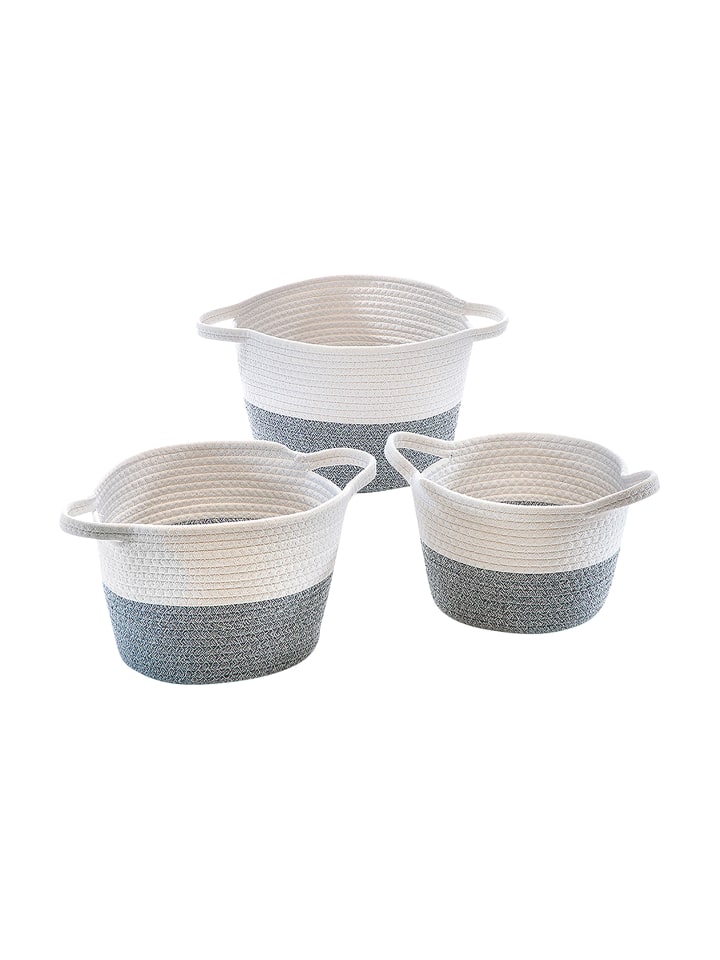 3tlg. Set Aufbewahrungskorb COTTONRND3 in Grau