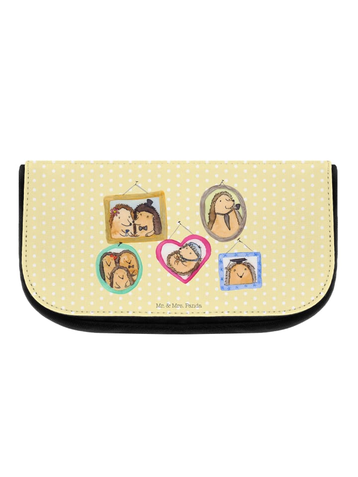 Kosmetiktasche Igel Familie ohne Spruch in Gelb Pastell