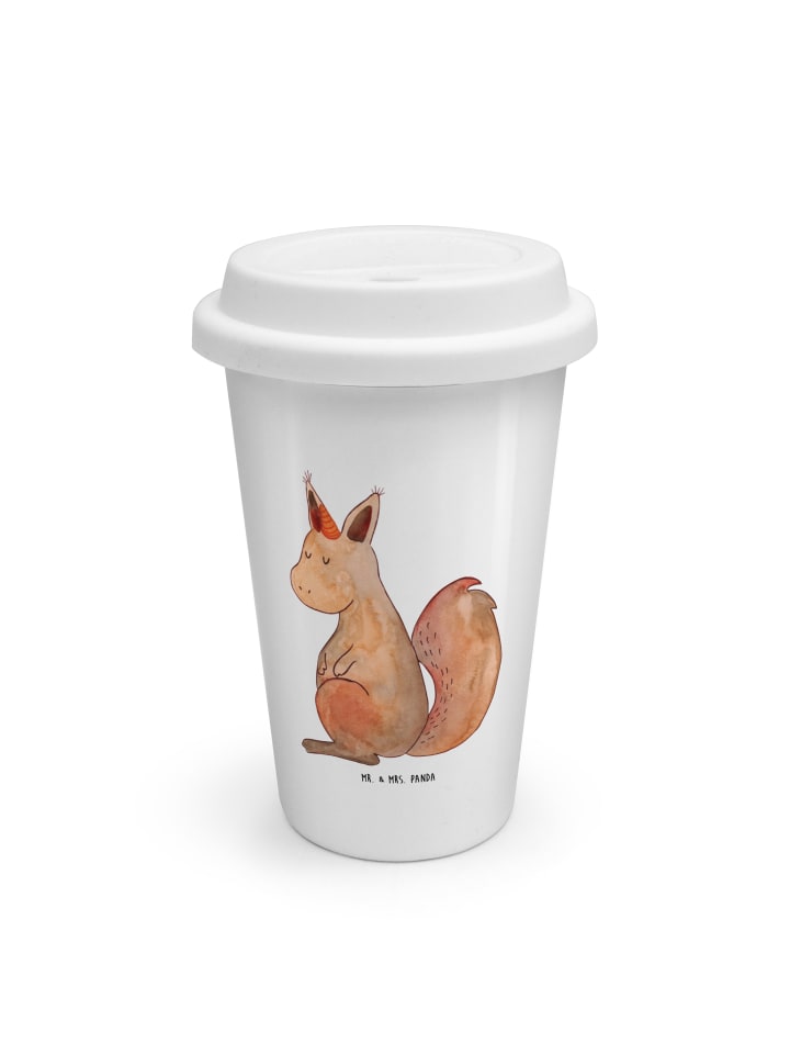 Kaffeebecher To Go Einhorn Glauben ohne Spruch in Weiß