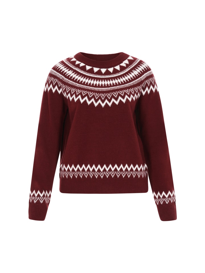 Women Sweater in wine red offwhite