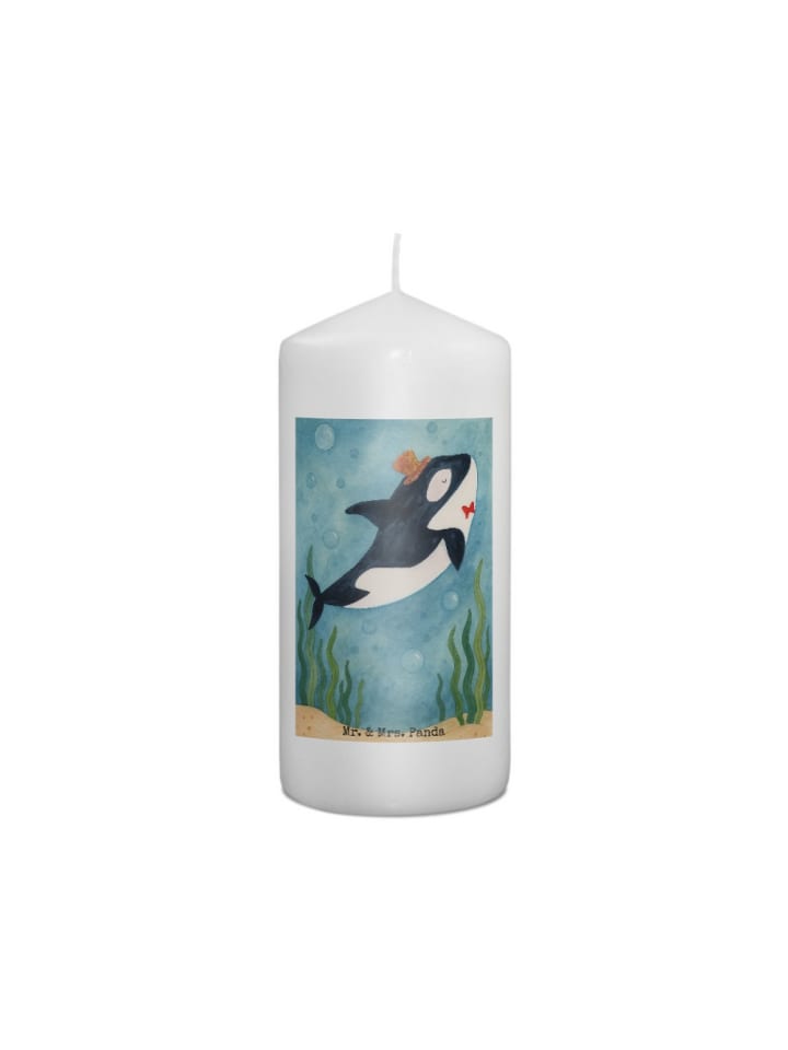 Kerze Orca Zylinder Design ohne Spruch in Weiß