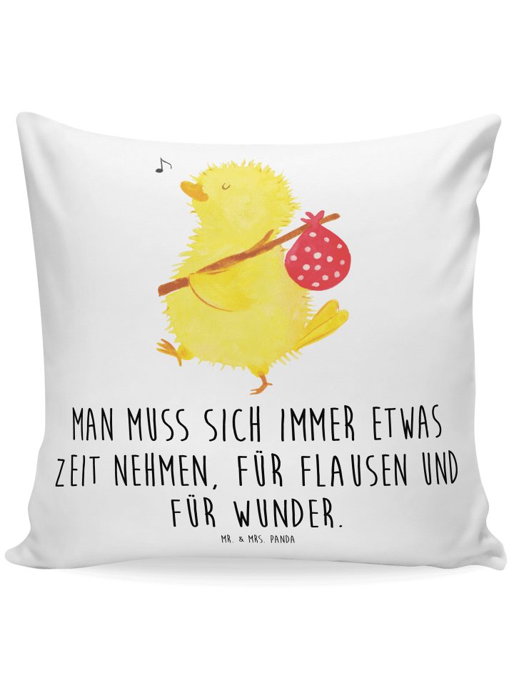 Zierkissen 40x40 Küken Wander mit Spruch in Weiß