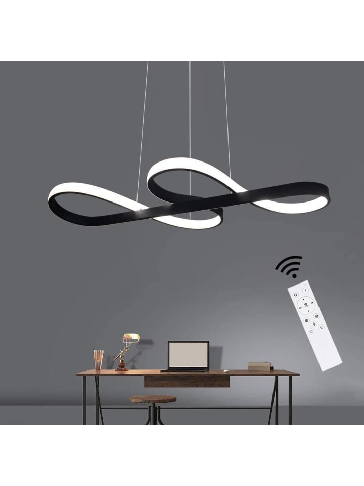 LED Pendelleuchte in Schwarz modern 47W Dimmbar mit Fernbedienung