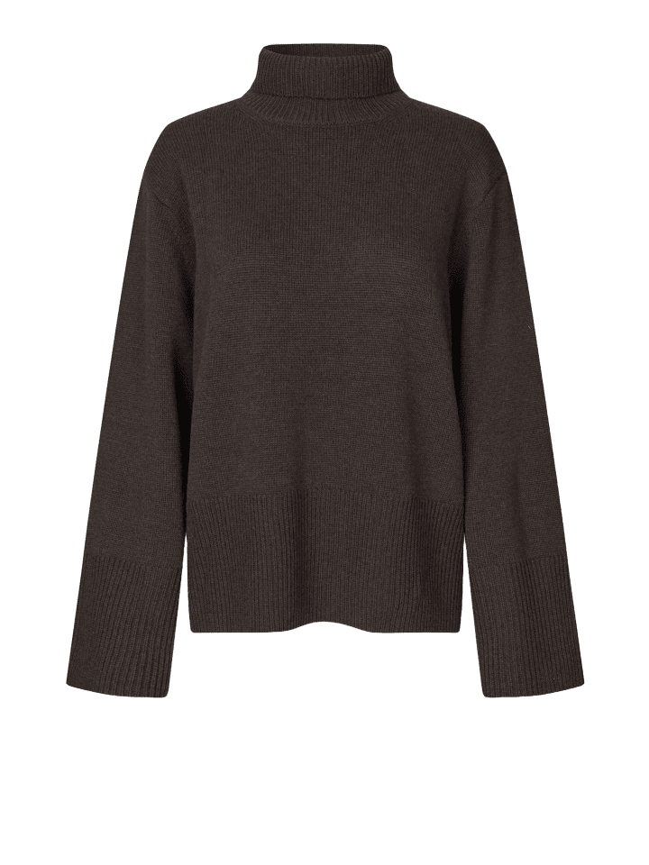 ALPHA Rollkragenpullover in Dunkelbraun Melange