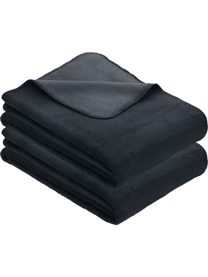 Baumwollmischung Wohndecke 2er-Pack Matera in schwarz/grau