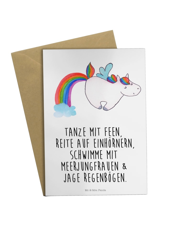 Grußkarte Einhorn Fliegendes Pferd mit Spruch in Weiß