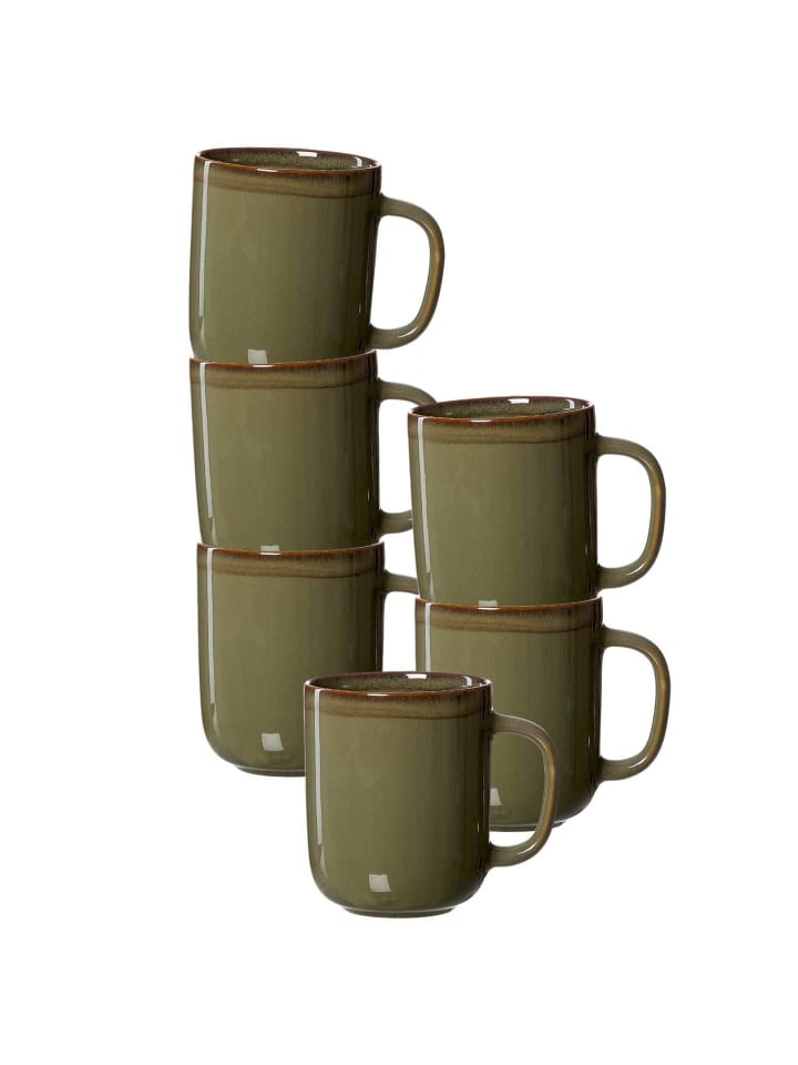 6er Set Henkelbecher Malaga in Grün 380 ml