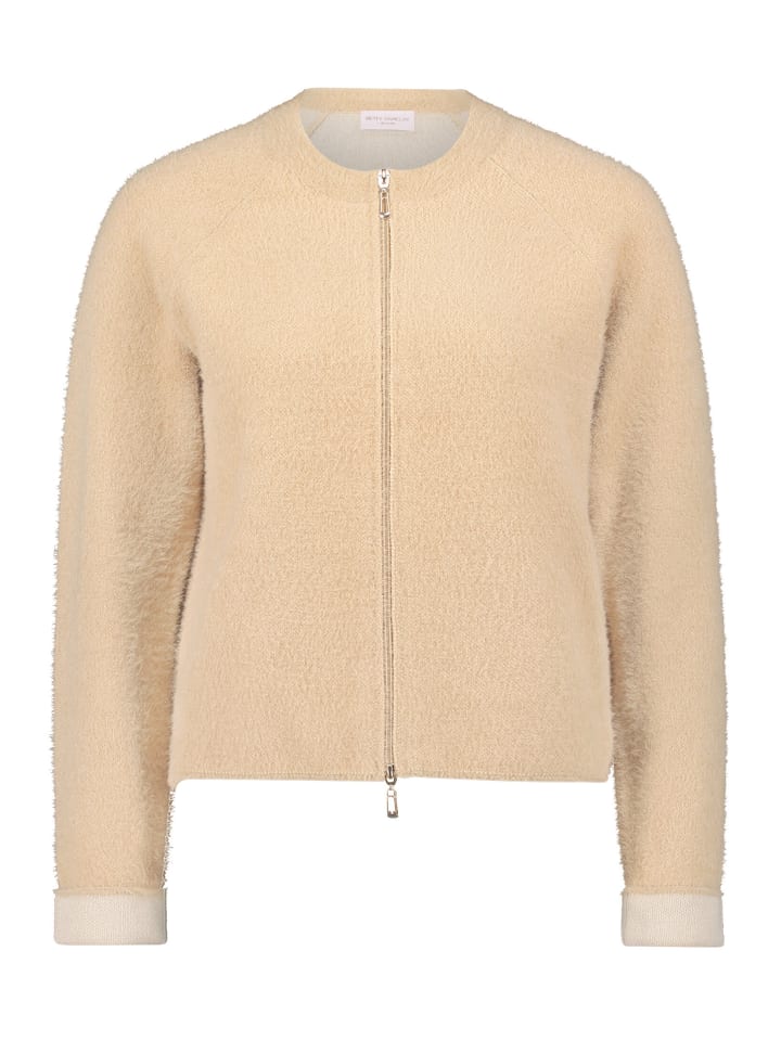 Casual-Strickjacke mit Reißverschluss in Beige