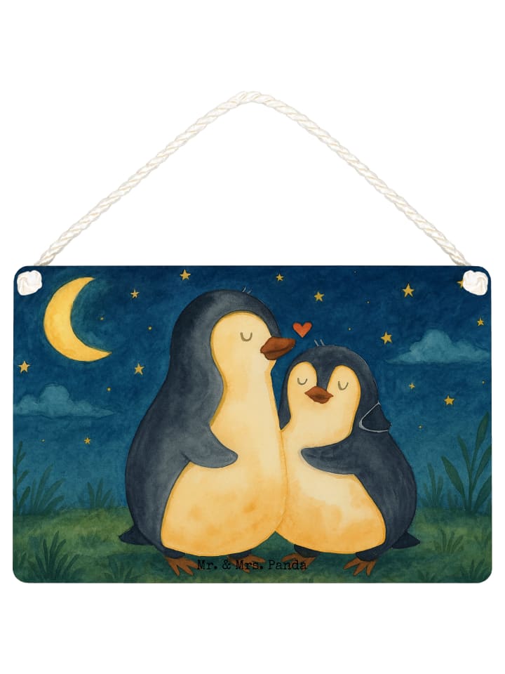 Schild Pinguine Einschlafen Design ohne Spruch in Weiß