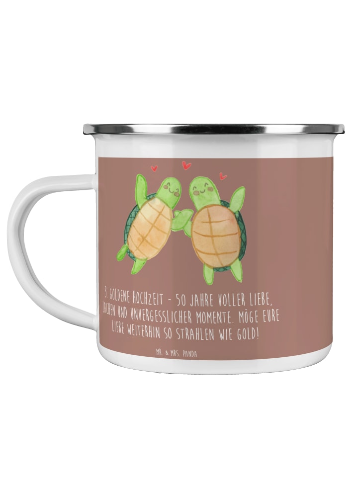 Kaffeebecher 50. Hochzeitstag mit Spruch in Braun Pastell