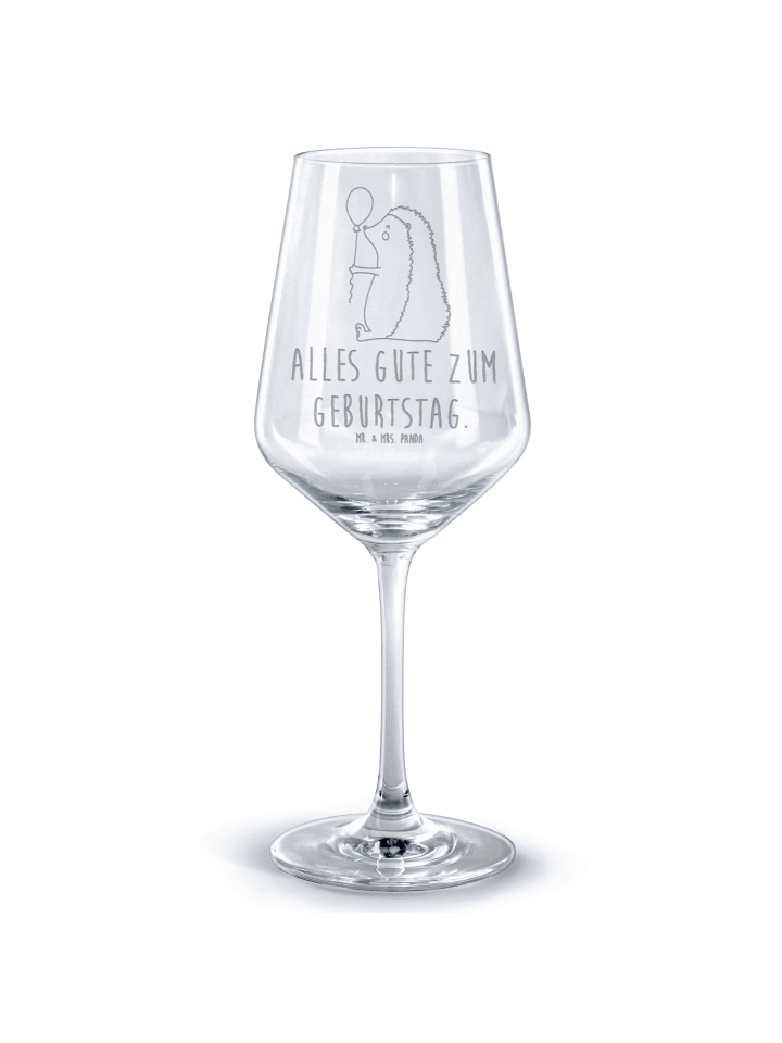 Glas für Rotwein Igel Luftballon mit Spruch in Transparent