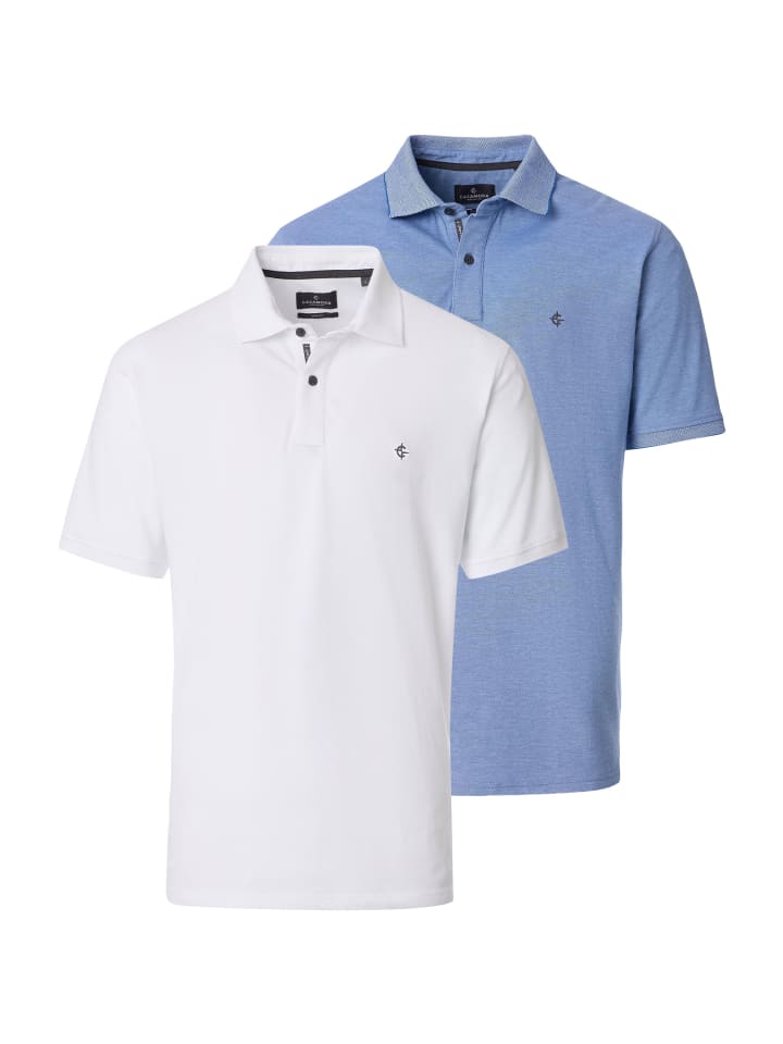 Poloshirt Basic in Weiß / hellblau
