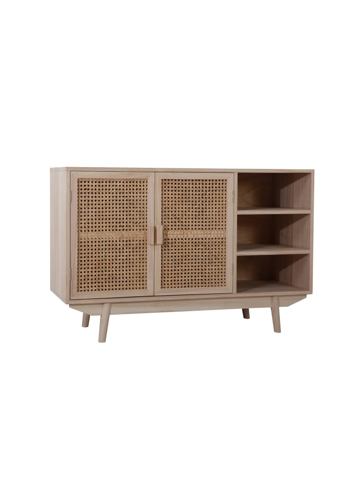 Sideboard im skandinavischen Design mit Rattan-Front und Stauraum in Natur