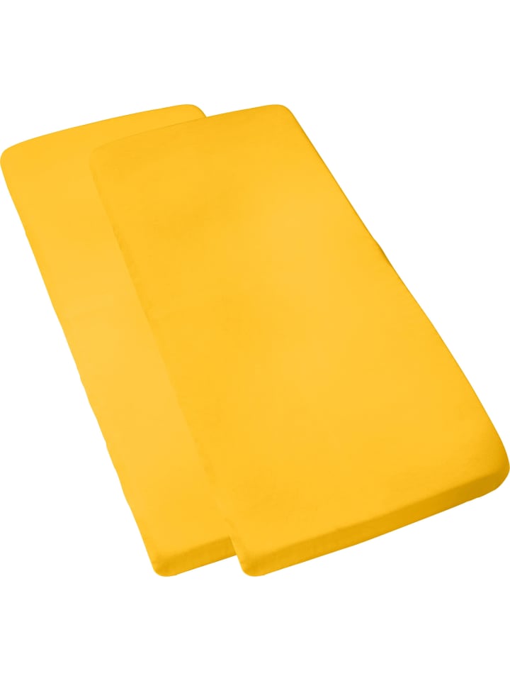 Single-Jersey Kinder-Spannbettlaken im 2er-Pack Murnau in gelb