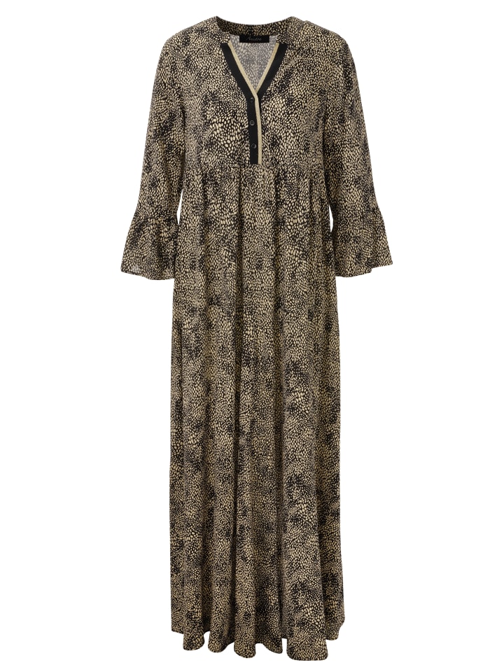 Maxikleid in schwarz-beige