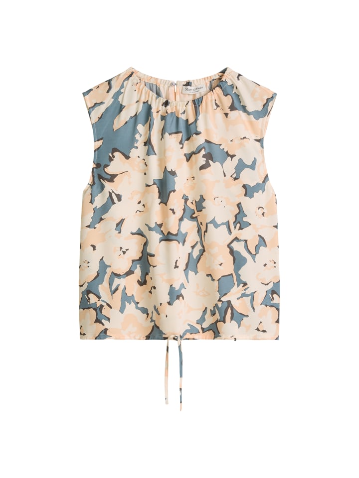 Ärmelloses Print-Bluse regular in Medium Blue