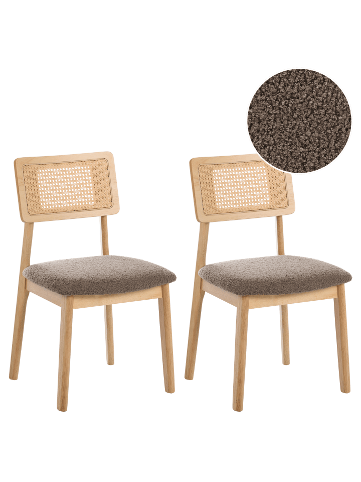 2er-Set Esszimmerstuhl EMBAR in Braun/Beige