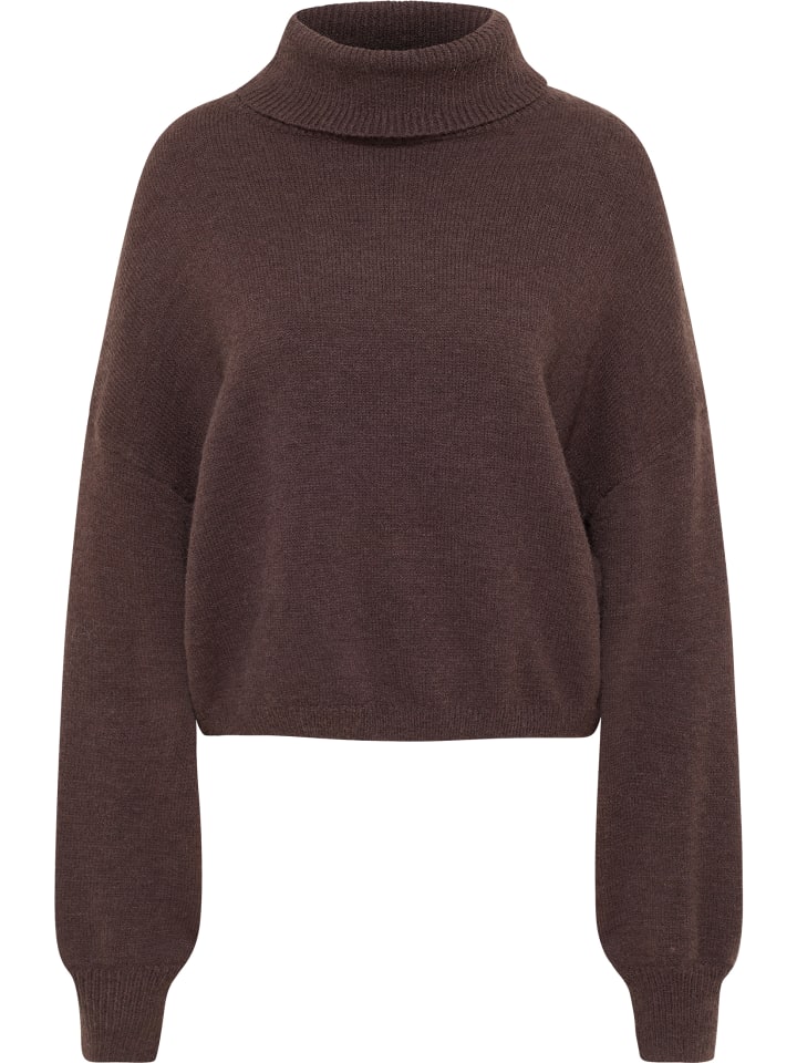 Damen Strick Rollkragenpullover in Braun