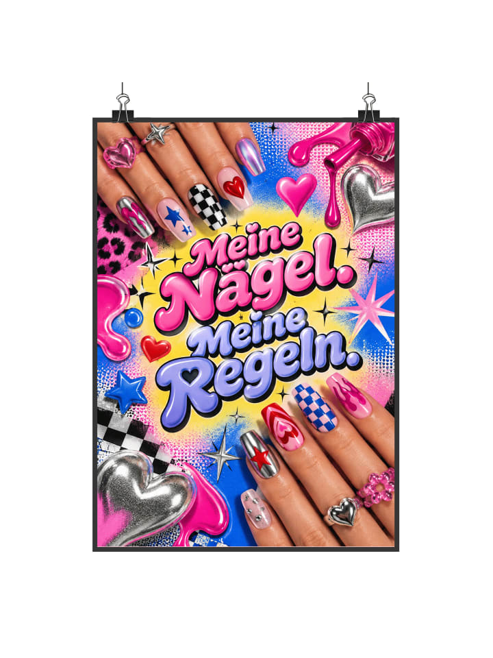 Poster Hände verspielt Design mit Spruch in Weiß